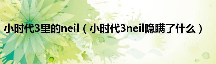 小时代3里的neil(小时代3neil隐瞒了什么)