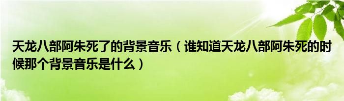 天龙八部阿朱死了的背景音乐(谁知道天龙八部阿朱死的时候那个背景音乐是什么)