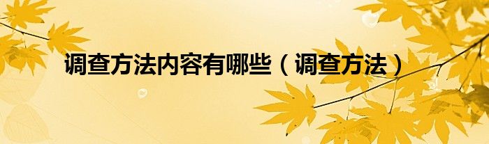 调查方法内容有哪些(调查方法)