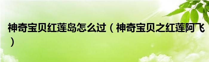 神奇宝贝红莲岛怎么过(神奇宝贝之红莲阿飞)
