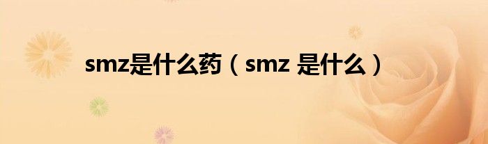 smz是什么药(smz 是什么)