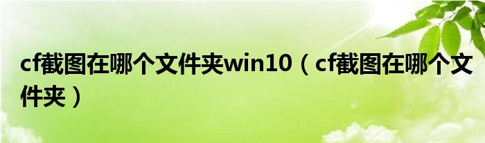 cf截图在哪个文件夹win10(cf截图在哪个文件夹)