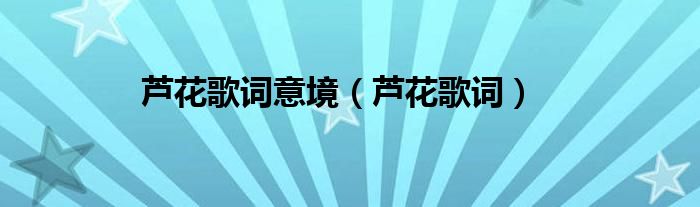 芦花歌词意境(芦花歌词)