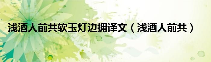 浅酒人前共软玉灯边拥译文(浅酒人前共)