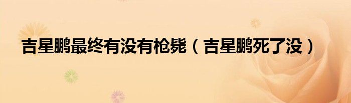 吉星鹏最终有没有枪毙(吉星鹏死了没)