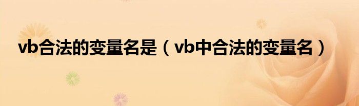 vb合法的变量名是(vb中合法的变量名)
