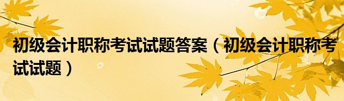 初级会计职称考试试题答案(初级会计职称考试试题)