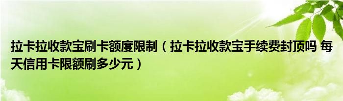 拉卡拉收款宝刷卡额度限制(拉卡拉收款宝手续费封顶吗 每天信用卡限额刷多少元)