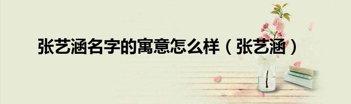 张艺涵名字的寓意怎么样(张艺涵)