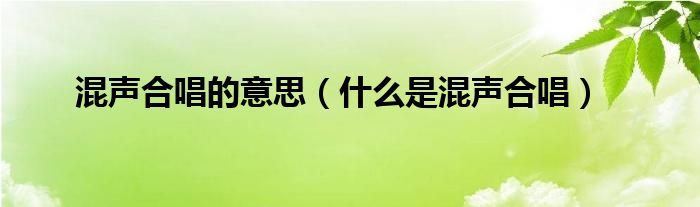 混声合唱的意思(什么是混声合唱)