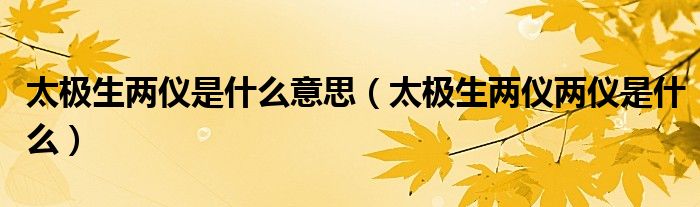 太极生两仪是什么意思(太极生两仪两仪是什么)