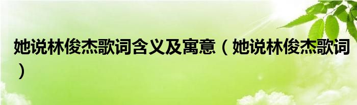 她说林俊杰歌词含义及寓意(她说林俊杰歌词)