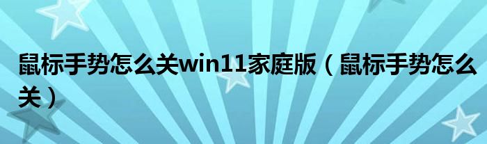 鼠标手势怎么关win11家庭版(鼠标手势怎么关)