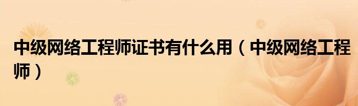 中级网络工程师证书有什么用(中级网络工程师)