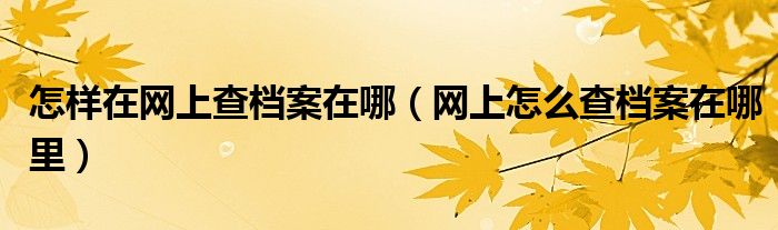 怎样在网上查档案在哪(网上怎么查档案在哪里)