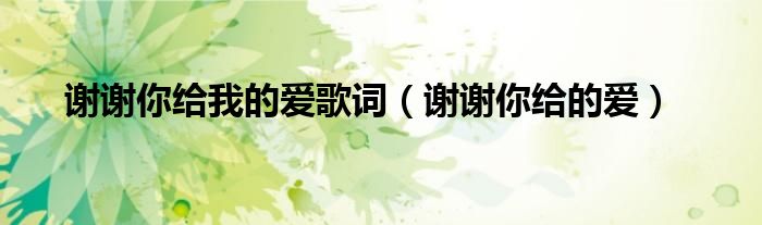 谢谢你给我的爱歌词(谢谢你给的爱)