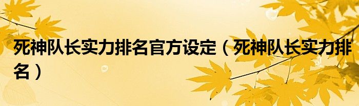死神队长实力排名官方设定(死神队长实力排名)