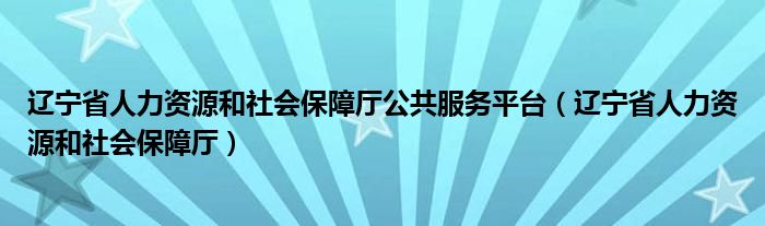 辽宁省人力资源和社会保障厅公共服务平台(辽宁省人力资源和社会保障厅)