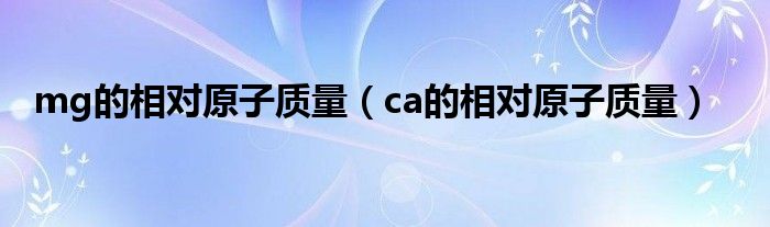 mg的相对原子质量(ca的相对原子质量)