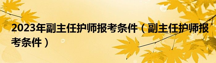 2023年副主任护师报考条件(副主任护师报考条件)