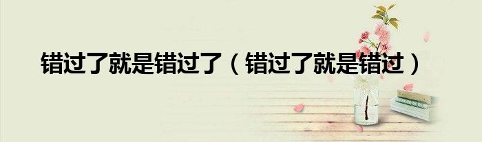 错过了就是错过了(错过了就是错过)