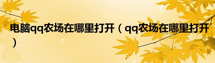 电脑qq农场在哪里打开(qq农场在哪里打开)