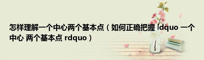 怎样理解一个中心两个基本点(如何正确把握 ldquo 一个中心 两个基本点 rdquo)
