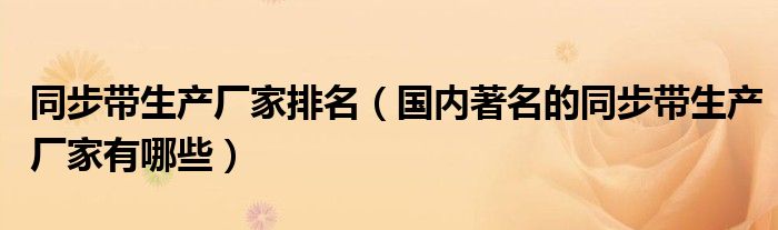 同步带生产厂家排名(国内著名的同步带生产厂家有哪些)