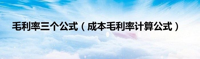 毛利率三个公式(成本毛利率计算公式)