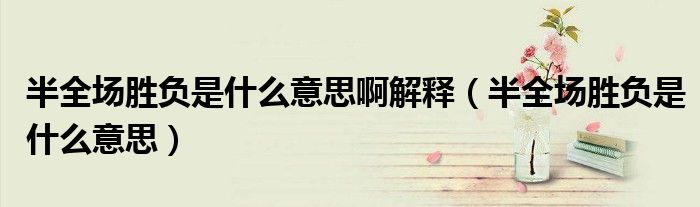 半全场胜负是什么意思啊解释(半全场胜负是什么意思)