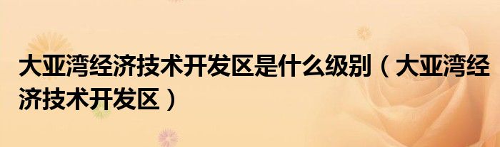 大亚湾经济技术开发区是什么级别(大亚湾经济技术开发区)
