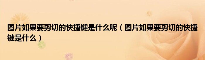 图片如果要剪切的快捷键是什么呢(图片如果要剪切的快捷键是什么)