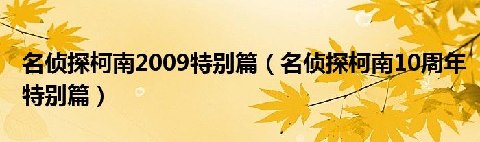 名侦探柯南2009特别篇(名侦探柯南10周年特别篇)