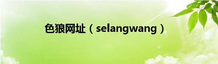 色狼网址(selangwang)