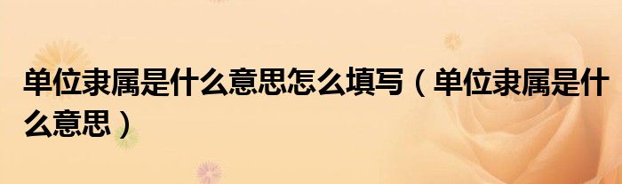 单位隶属是什么意思怎么填写(单位隶属是什么意思)