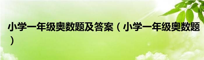 小学一年级奥数题及答案(小学一年级奥数题)