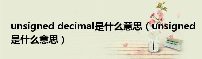 unsigned decimal是什么意思(unsigned是什么意思)