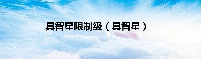 具智星限制级（具智星）