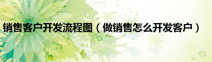 销售客户开发流程图(做销售怎么开发客户)