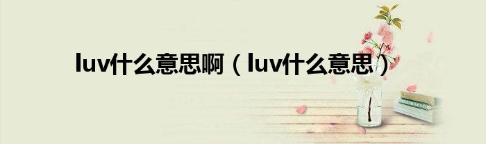 luv什么意思啊(luv什么意思)