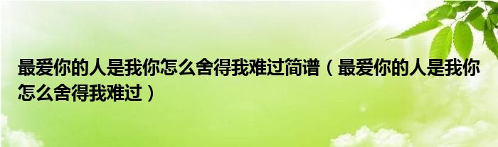 最爱你的人是我你怎么舍得我难过简谱(最爱你的人是我你怎么舍得我难过)