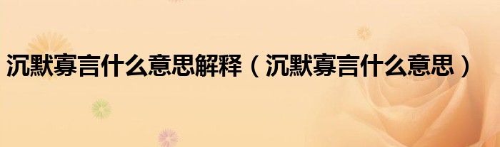 沉默寡言什么意思解释(沉默寡言什么意思)