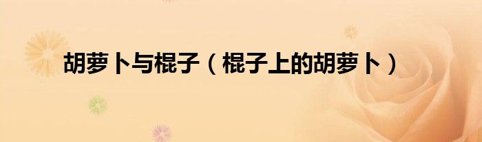 胡萝卜与棍子(棍子上的胡萝卜)