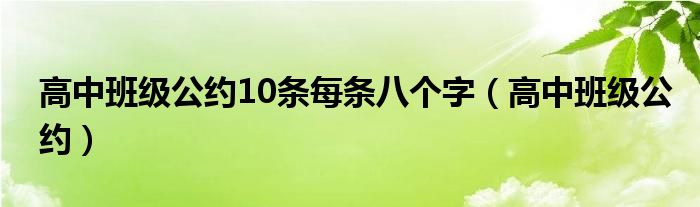 高中班级公约10条每条八个字(高中班级公约)