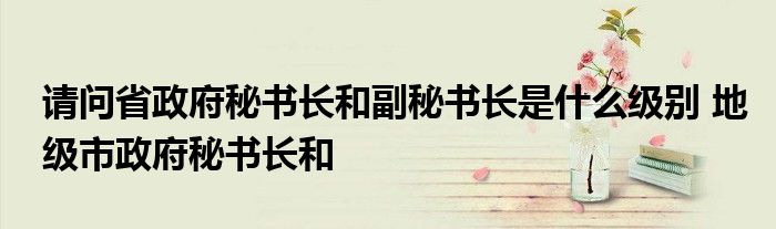 请问省政府秘书长和副秘书长是什么级别 地级市政府秘书长和