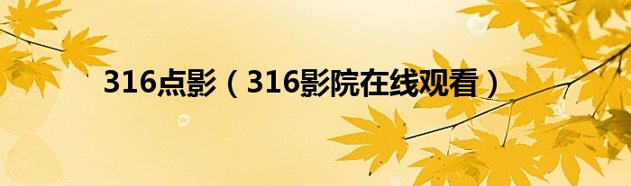 316点影(316影院在线观看)