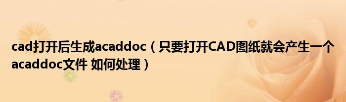 cad打开后生成acaddoc(只要打开CAD图纸就会产生一个acaddoc文件 如何处理)