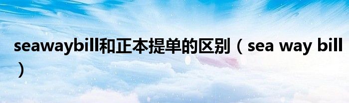 seawaybill和正本提单的区别(sea way bill)