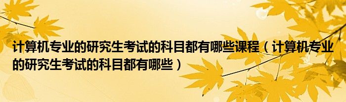 计算机专业的研究生考试的科目都有哪些课程(计算机专业的研究生考试的科目都有哪些)