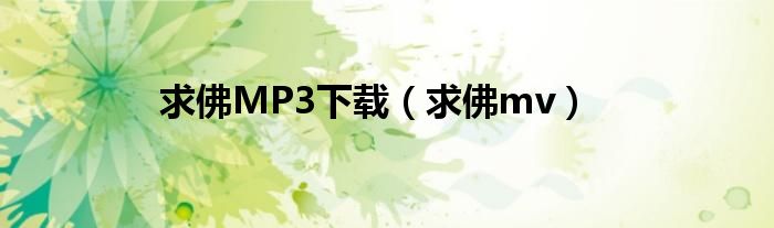 求佛MP3下载(求佛mv)